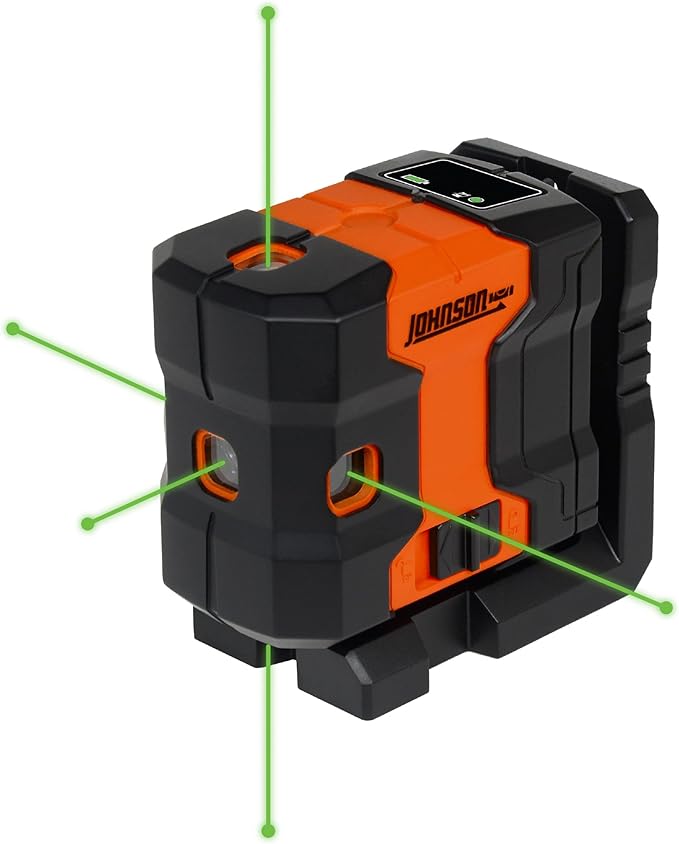 Johnson Level & Tool JDT300-GN5D Laser Level, Self-Leveling Kit 5 Dot Laser with GreenBrite® Technology, Magnetic Base, Hard-shell Carry Case, Floor Mount