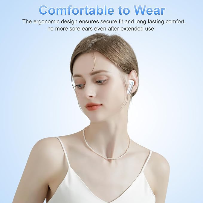 Wireless Earbuds, Bluetooth 5.4 Headphones in Ear with 4 ENC Noise Cancelling Mic, New Wireless Earphones HiFi Stereo Deep Bass 40H Playtime, In-Ear Bluetooth Earbuds LED Display IP7, USB-C, Silver