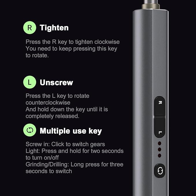 Precision Electric Screwdriver Kit, Mini Cordless Electric Rotary Drill Tool Set with Led Light 3 Torque 34 Magnetic Bits, for Repair, Sanding, Polishing, Drilling, Carving, DIY Crafts
