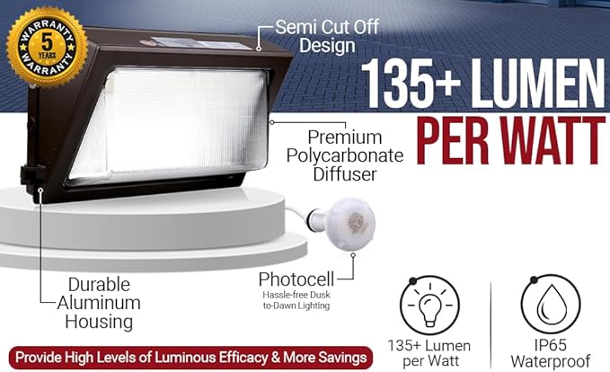RuggedGrade 100W LED Wall Pack - Durado IV Series - 14,500 Lumens - 5000K Bright White - Semi Cut-Off - Outdoor LED Wall Light - DLC 5.1 Premium