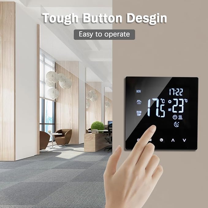 Wi-Fi Smart Thermostat Temperature Controller for Electric Heating LCD Display Touch Screen Week Programmable App Control Underfloor Heating Thermostats for Home Office School Hotel