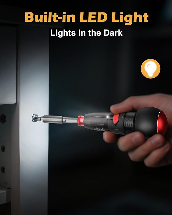 3.6V Cordless Screwdriver Set, Electric Screwdriver, Rechargeable Power Screwdriver, Electric Ball Grip Screwdriver, 3N.m/10N.m MAX, 280 RPM, Type-C Charging, LED Light for Electronics, DIY