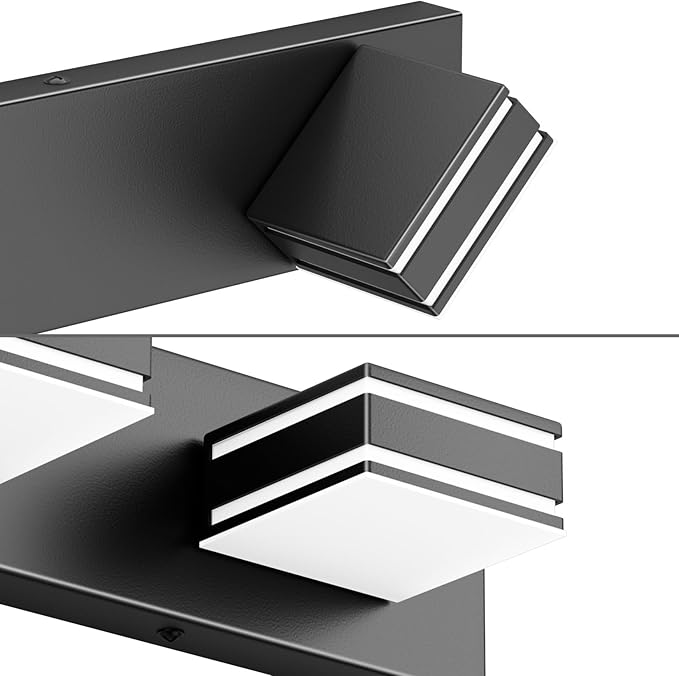 Ralbay 48inch Modern LED Vanity Light for Bathroom 6-Light Acrylic Modern LED Matte Black Bathroom Wall Vanity Lighting Fixtures Over Mirror