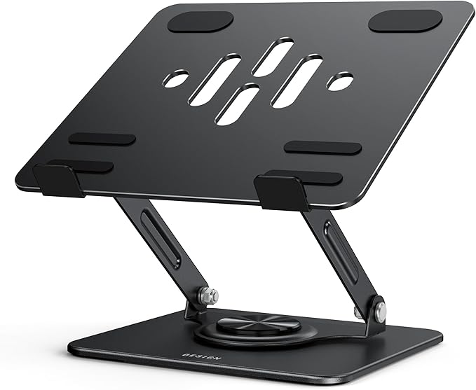 BESIGN LS11 Laptop Stand with 360° Rotating Base, Ergonomic Adjustable Notebook Holder, Riser Holder Computer Stand Compatible with Air, Pro, Dell, HP, Lenovo More 10-14" Laptops (Black)