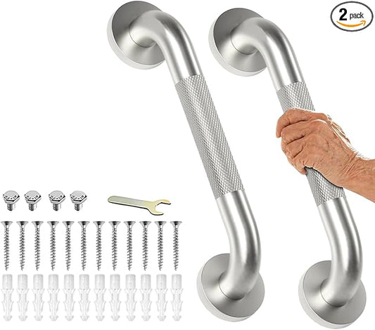 Grab Bars for Bathtubs and Showers 2 Pack 12'' Safety Grab Bar, Heavy Duty Shower Handle Bath Handrails for Seniors and Elderly, Bathroom Safety Grip