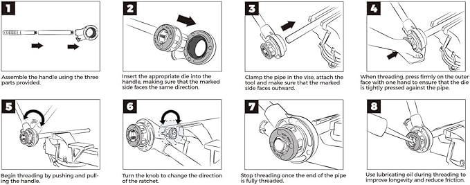 toolant Ratchet Pipe Threader Kit, NPT 1/4" - 1-1/4" Manual Ratcheting Pipe Threader, Portable Pipe Threading Tool Set with 6PCS NPT Dies, Storage Case for Galvanized Aluminum Iron Copper Pipes