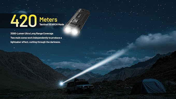 Nitecore EDC37 8000 Lumens Flat Shape Flashlight, USB-C Fast Charging with Digital OLED Display and Safety Lock Sticker