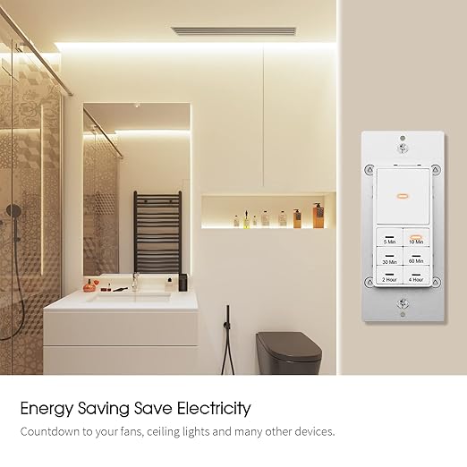 Minoston WiFi Timer Switch - Smart Countdown Timer, 5-15-30 Minutes/1-2-4 Hour, ON/OFF, Neutral Wire Needed, for Lights, Fans, Heaters, ETL Listed