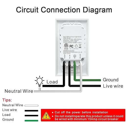 Milfra Smart Switch 3 Gang Alexa Light Switch Smart WiFi Light Switch Compatible with Alexa Google Home and IFTTT, Voice and Remote Control, No Hub Required