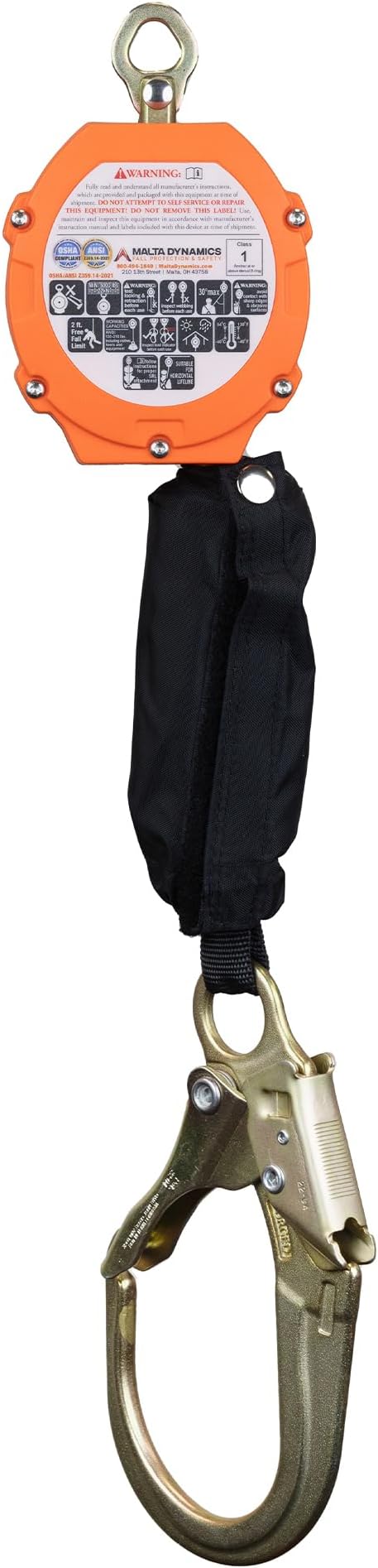 Malta Dynamics Pygmy Hog 11-Foot Self-Retracting Lifeline (SRL) – OSHA & ANSI Compliant Fall Protection Retractable Lanyard with Rebar Hook – Class 1-P, Lightweight, Durable, 310 Pound Capacity