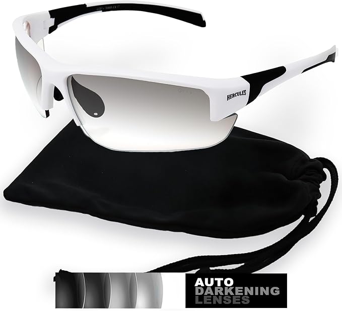 Global Vision Hercules 7 Auto-Darkening Photochromic Safety Sunglasses Clear to Smoke Lens ANSI Z87.1 Transitional Glasses