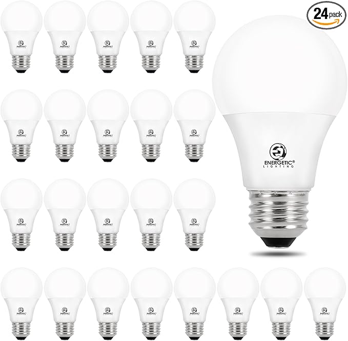 ENERGETIC SMARTER LIGHTING 24-Pack A19 LED Light Bulbs 60 Watt Equivalent, Cool White 4000K, E26 Medium Base, Non-Dimmable LED Light Bulb, ETL Listed