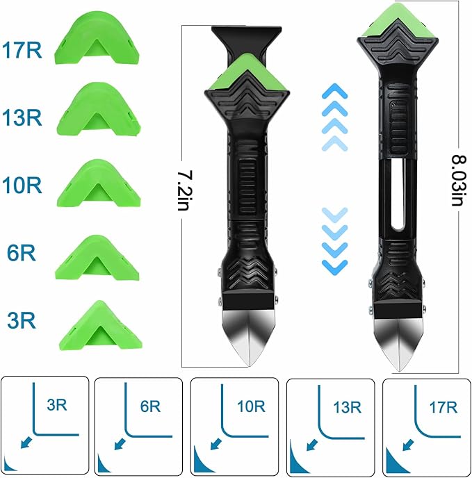 Silicone Caulking Tool,5 in1 caulk remover tool with Grout Scraper,caulking tool kit，Adhesive Residue Scraper Seam Repair Tool Kit for Kitchen Bathroom