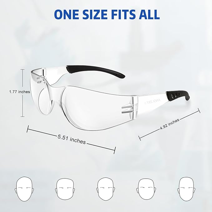 Safety Glasses ANSI Z87.1 Scratch Resistant Lab Goggles for Women Man