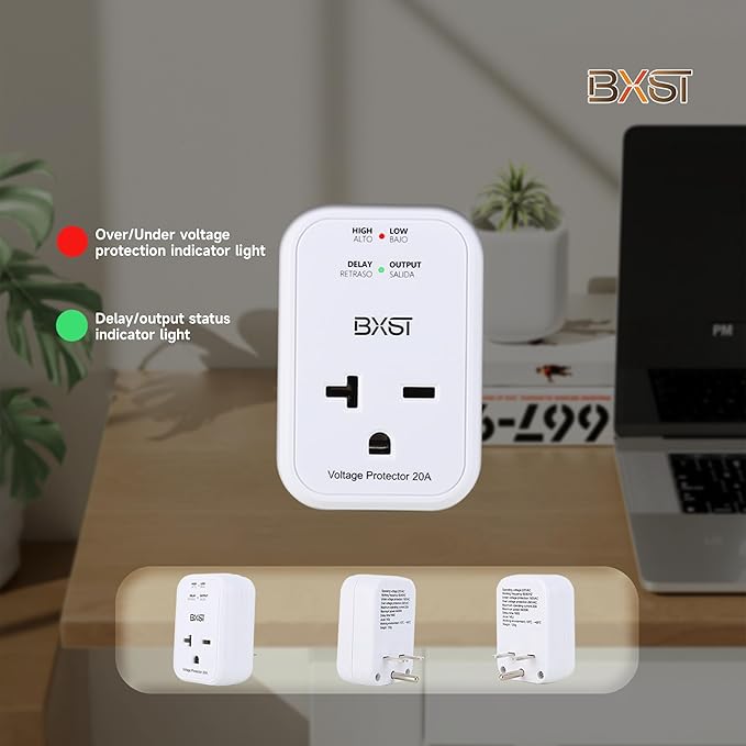 BXST 220V Surge Protector Electronic Voltage Protector for Home Appliance Surge Protector for Refrigerators One Outlet Plug 20A,4400W, White