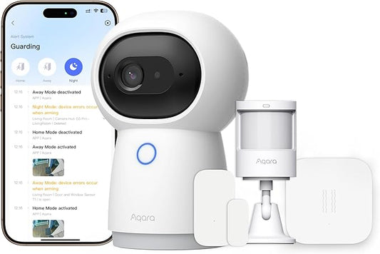 Aqara Camera Protect Kit Y100-4 Piece Wireless Home Security System with 2K Camera Hub G3, 3 Smart Sensors, HomeGuardian, Local Automation & 24/7 Alerts, Supports HomeKit, Google Home, Alexa