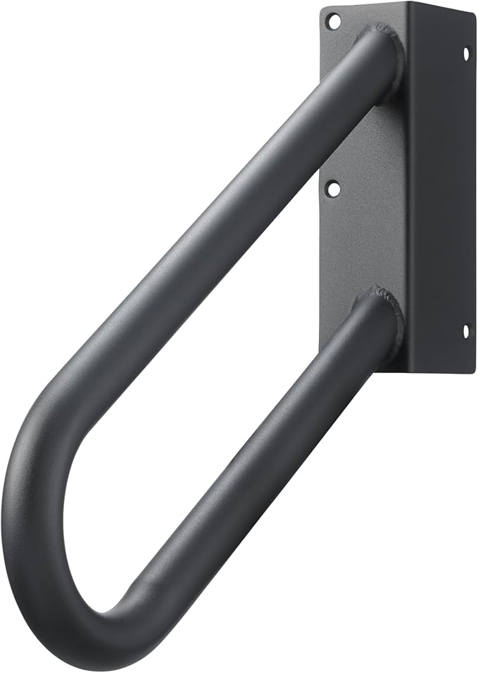 Hold Tight Handrails Steel Jamb-Mount Handrail - Heavy Duty Stair Railing for Decks, Porch, Mobile Homes, Short Stairway - Weatherproof & Non-Slip Powder Coated Finish - [Left Handed], [18"], [Black]