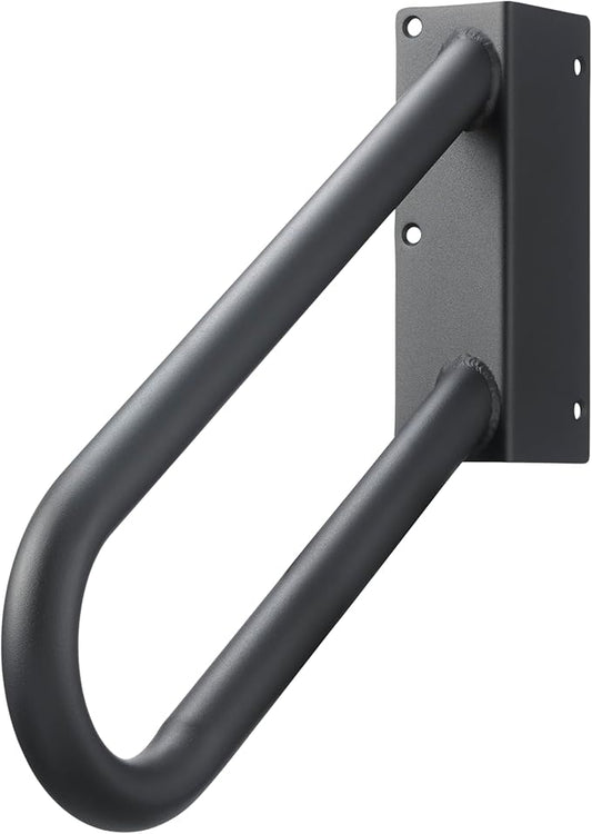 Hold Tight Handrails Steel Jamb-Mount Handrail - Heavy Duty Stair Railing for Decks, Porch, Mobile Homes, Short Stairway - Weatherproof & Non-Slip Powder Coated Finish - [Left Handed], [18"], [Black]