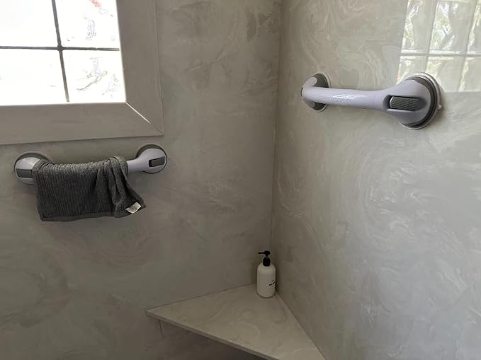 AirTight® Grab Bars for Shower Suction (2Pack) 16-Inch Moon Grey