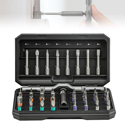 2026 New 42 in 1 Magnetic Screwdriver Set, Compact and Portable Ratchet Screwdriver Set, Multi Bit Magnetic Drive Set with Ratchet Handle and Storage Case DIY Repair Tool Kit (Black)