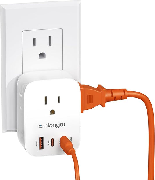 Multi Plug Outlet Extender, Surge Protector Wall Plug Splitter with 3 Electrical Outlets 3 USB Ports, PD 20W USB C Wall Charger Block Wall Outlet Expander for Home Office Dorm Travel Essentials