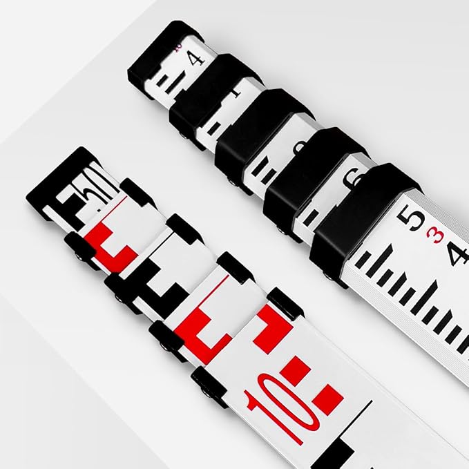 Takamine 16-Foot Aluminum Grade Rod – 8ths, Dual Sided 5-Section Telescopic Leveling Rod – Soft Carrying Case Included