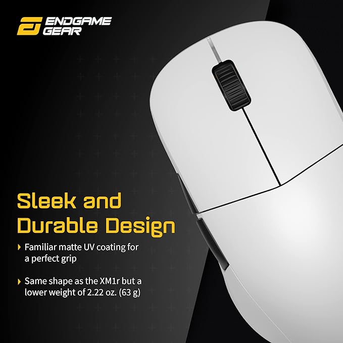 ENDGAME GEAR XM2we Wireless Gaming Mouse, Programmable Mouse with 5 Buttons and 19,000 DPI, White