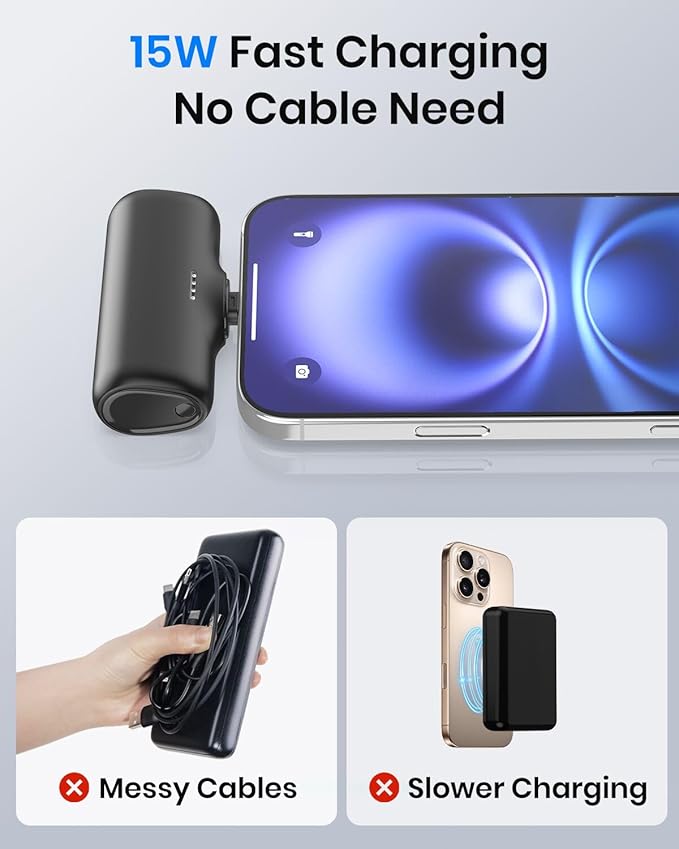[2-Pack] A ADDTOP-Mini-Portable-Charger-5000mah - 20W PD Fast Charging Portable Phone Charger Ultra-Compact USB C Battery Pack for iPhone 16/15 Series/Galaxy/Android etc (Black+Black)