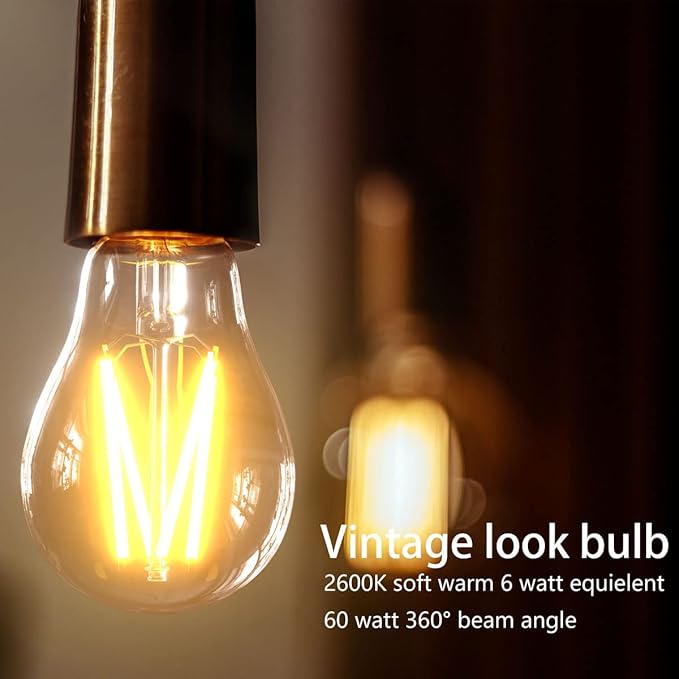 E26 LED Bulb, Dimmable A15 Led Bulb 6W=60 Watt Warm White 2700k LED Light Bulbs, E26 Medium Base Vintage Led Edison Bulb for Ceiling Fan,Vanity,Refrigerator,Wall sconces Light Bulb（4 Packs