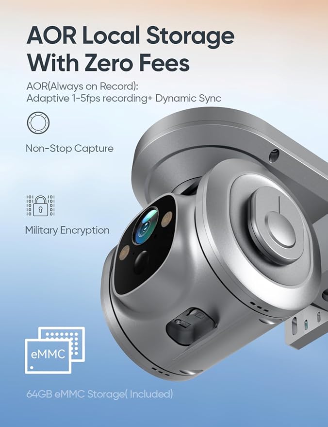 4G LTE Cellular Security Camera Solar-Powered Wireless Outdoor, 24/7 Recording No WiFi Needed, 2.5K 4MP Color Night Vision, 360° Pan & Tilt Live View, Includes SIM Card & 64GB eMMC