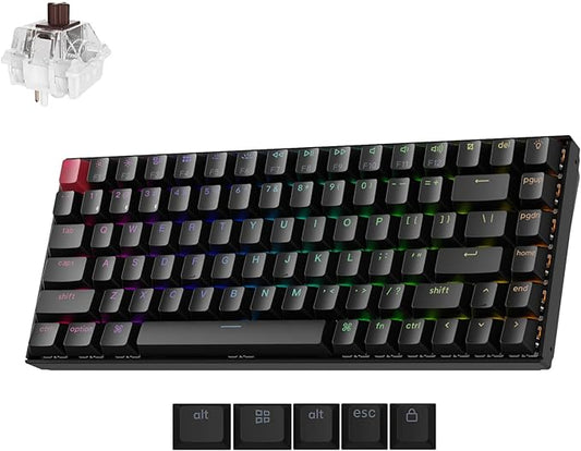 Keychron K2 75% Layout QMK Wireless and Wired Options Mechanical Keyboard with Keychron Super Brown Switch, RGB Backlit with Shine-Through Double-Shot PBT Keycaps for Mac Windows-Version 3