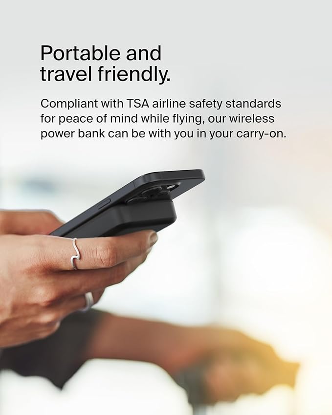 Belkin Portable Charger, Wireless Power Bank 15W 10000 mAh w/ Qi2, MagSafe Charger + Built-in Pop-up Kickstand - Compatible w/iPhone 16, 15, 14, Plus, Pro, Max, Google Pixel 10, etc. - Black