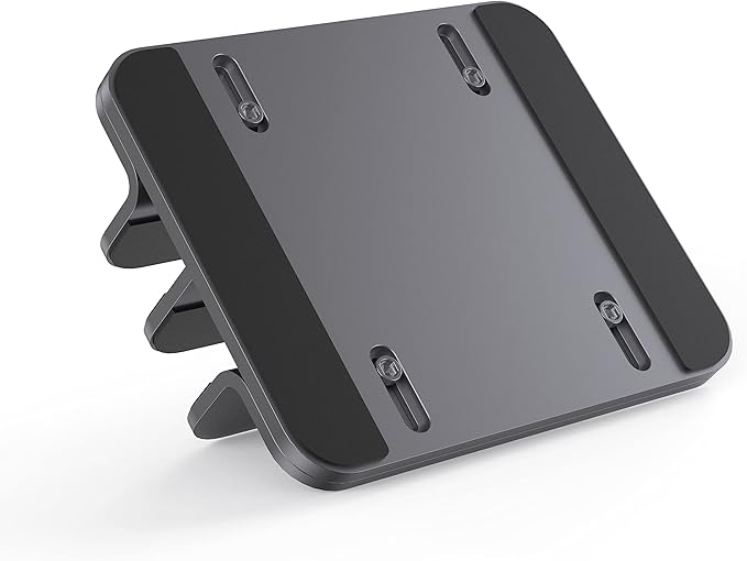 Dual Aluminum Vertical Laptop Stand Organizer, Sturdy Notebook Computer Holder Stand Compatible with New Liquid Retina XDR Apple MacBook Air/Pro, Mac mini, Apple TV and iPad Pro - Spacegray