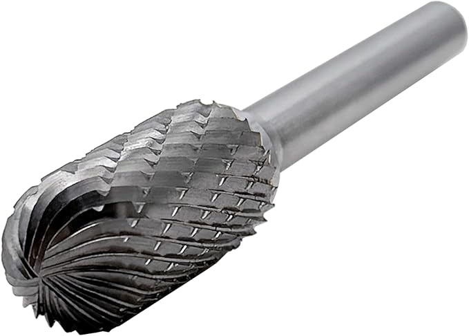Tungsten Carbide Burr Cylinder Shape SC-5 with Radius End Double Cut Rotary Burr File (1/2" Cutter Dia X 1"Cutter Length) with 1/4'' shank, by LU&MN