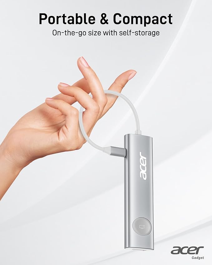 Acer USB C HUB Multiport Adapter, 7 in 1 USB-C to HDMI Adapter with 4K@60Hz, 100W PD, 5Gbps 2*USB-A 3.1, 1*Type-C 3.1, SD Card Reader Type C Dongle for iPhone 16/15, MacBook Pro/air, iPad, Acer