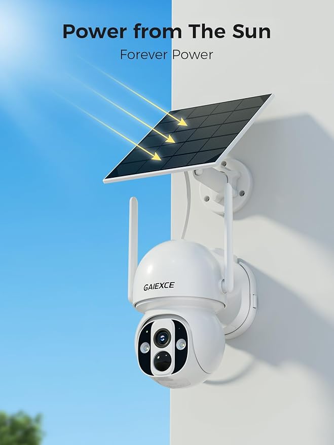 Solar Security Camera Outdoor Wireless WiFi Pro, 4MP Color Night Vision, AI/PIR Motion Detection, 360 PT, 2-Way Audio, IP66, 2.4/5GHz, SD/Cloud Storage, Works with Alexa, Mobile App & HomeBase