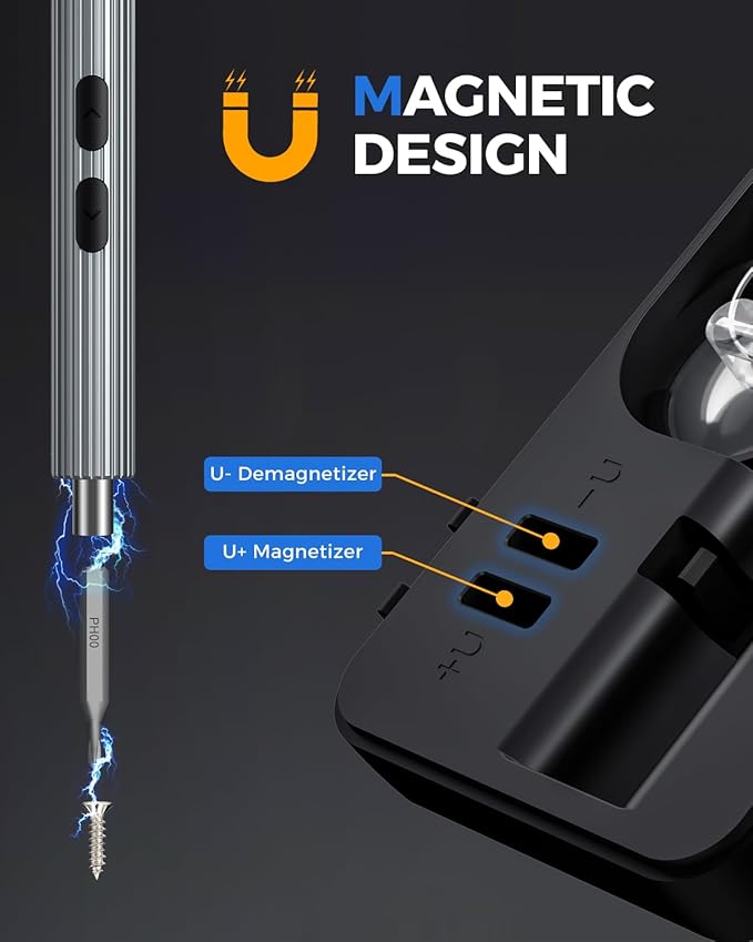 Mini Electric Screwdriver, LIFEGOO 58 in 1 Precision Screwdriver Set with 50 Magnetic Bits, Digital Display Electric Repair Tool Kit for Electronics Phone Camera Laptop Watch