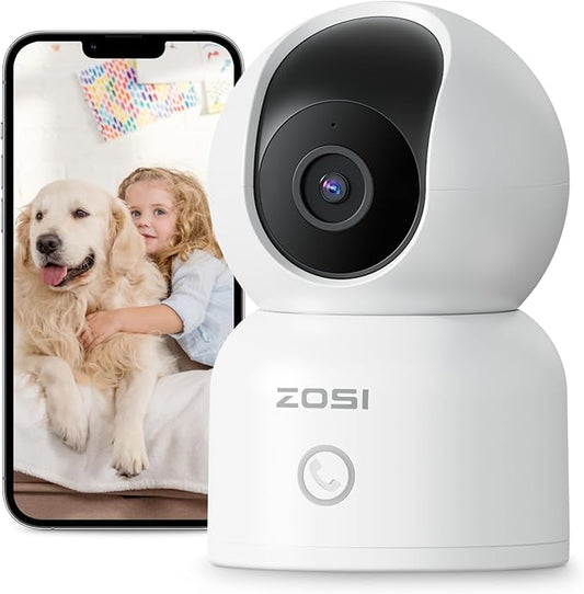 ZOSI C518 4MP Indoor Pan/Tilt Smart Home Security Camera for Pet Dog Baby Monitor,2.4G/5G Dual-Band Plug-in WiFi Cam,Auto-Tracking,Night Vision,Human Detection,2 Way Audio,Cloud&Memory Card Storage