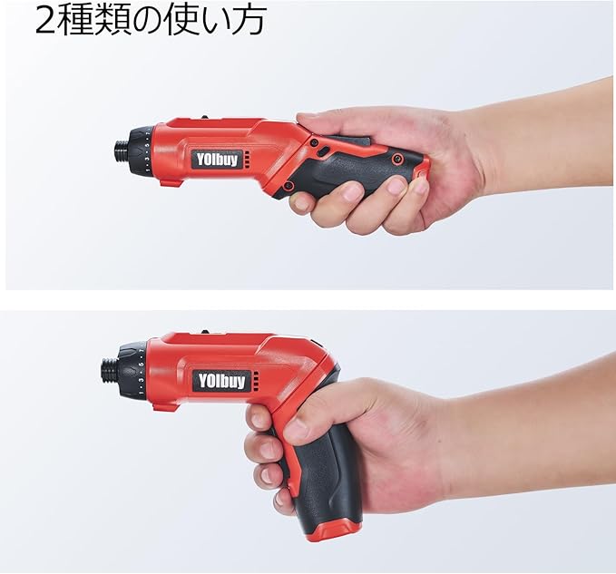 3.6V Rechargeable Electric Screwdriver, 21 Clutch Gears, 6.8Nm Max Torque, 2 Speed Gear, Max 650rpm, 2000mAh Battery, USB Type-C Charging, LED Light (Red/without Case)