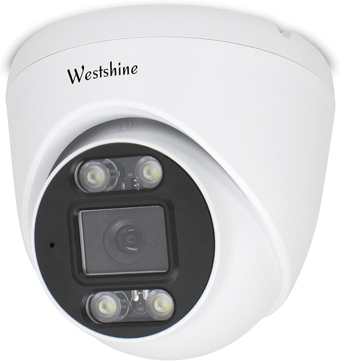 5MP PoE IP Dome Security Camera,Full Color Night Vision,Human Detection,2.8mm Wide Angle,Built-in Mic for Two-Way Audio,Outdoor IP66 CCTV Camera in Metal Housing (SD Card Not Included)