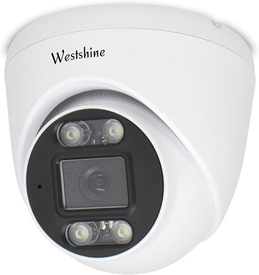 5MP PoE IP Dome Security Camera,Full Color Night Vision,Human Detection,2.8mm Wide Angle,Built-in Mic for Two-Way Audio,Outdoor IP66 CCTV Camera in Metal Housing (SD Card Not Included)