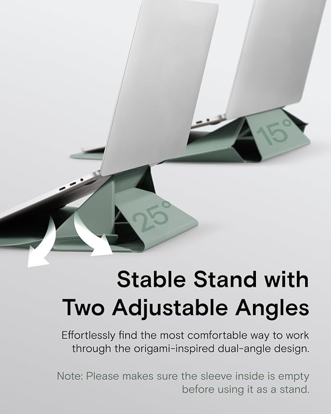 MOFT Laptop Carry Sleeve, 2-in-1 Laptop Bag & Stand for 13" MacBook Air/Pro & Dell/HP/Lenovo/Asus, Stylish Slim Computer Sleeve Bag with Expandable Storage for Computer Accessories, Seafoam