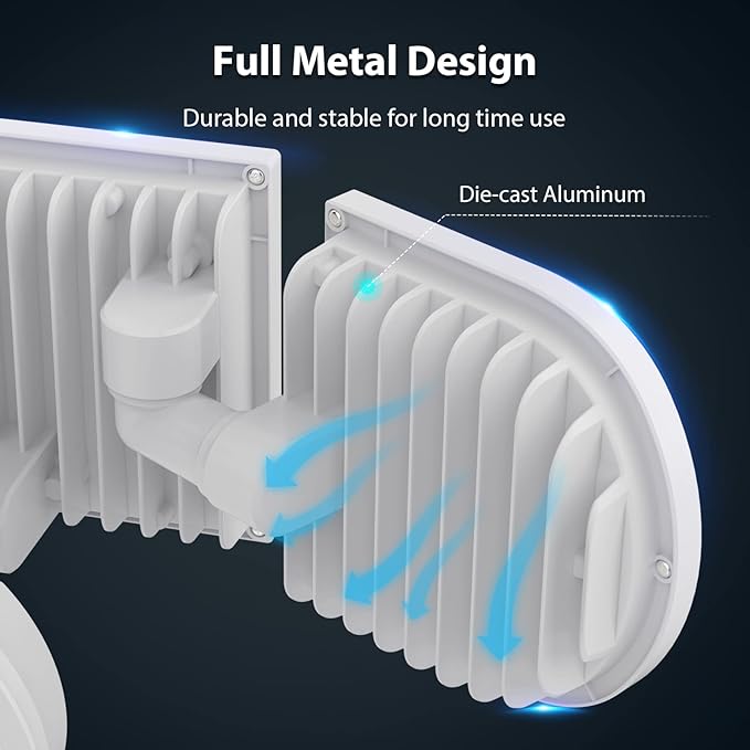 iMaihom 150W Motion Sensor Light Outdoor, 15000LM 6500K LED Security Floodlights, 3 Adjustable Head Motion Detection Light IP65 Waterproof for Yard Garage White 2pack