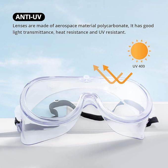 Safety Goggles FDA Registered Anti-Fog Fits Over Glasses Scratch Resistant Lab Science Chemistry Work Nurse