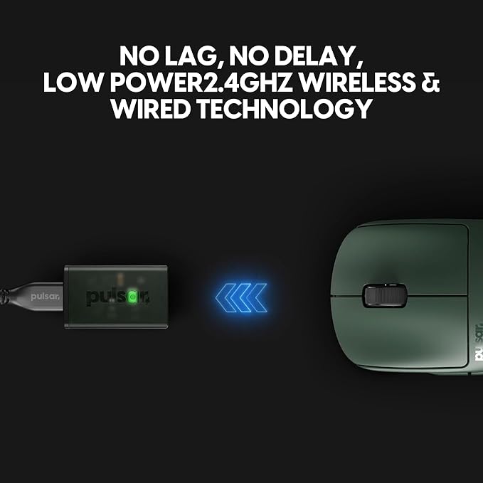 Pulsar Gaming Gears X2 v2 mini Wireless Gaming Mouse, Founder's Edition, Ultra Lightweight 1.80 oz (51 g), Symmetrical, Optical Switch, 2.4 Ghz 1 ms, 26000 DPI, PAW3395 Sensor (Mini, Wireless, Green)