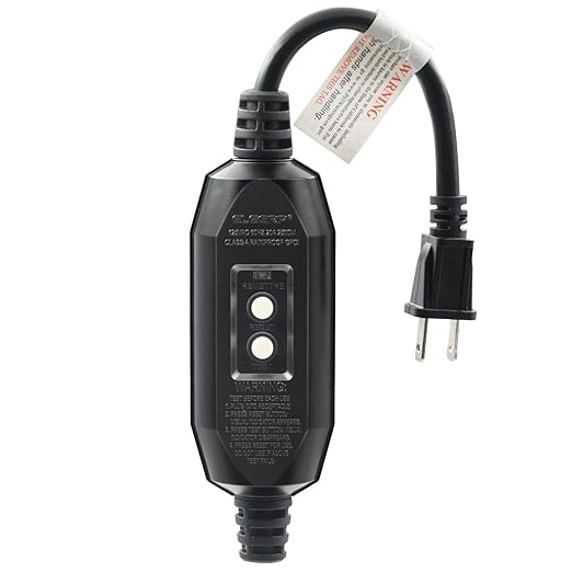 ELEGRP G1215CM2 G20CMR Patented Auto-Monitoring GFCI Replacement Plug Inline Assembly, Manual Reset 15 Amp Non-Grounded 2 Wires 2-Prongs for Power Tools, Lawn Equipment etc, UL Listed, 1 Pack, Black