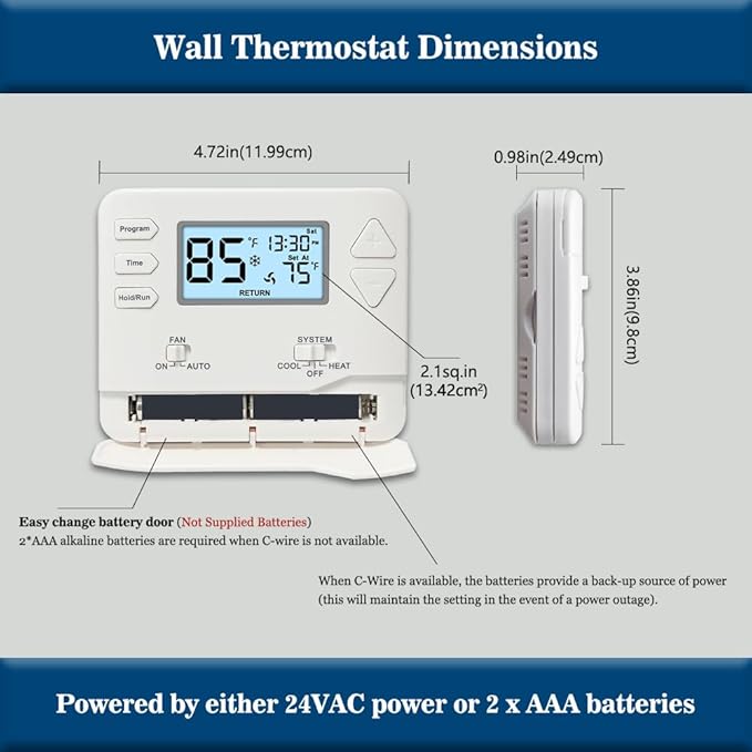 Programmable Thermostat for House,5-1-1 Day Programmable,Multi-Stage,Digital Energy-Saving Thermostat,2 Heat/2 Cool, Advanced Thermostat for Enhanced Home HVAC Systems，White Backlight
