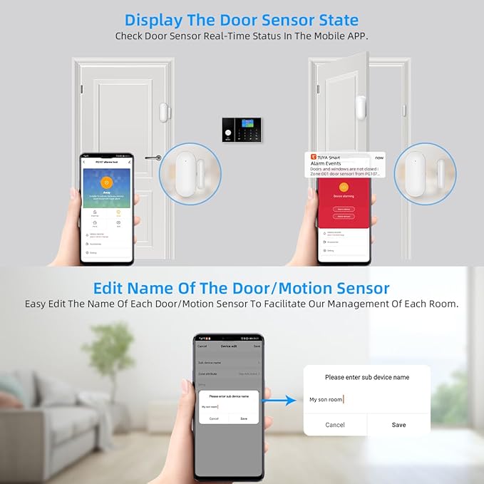 Alarm System for Home Security,WiFi+GSM 4G DIY Alarm Kit with Phone APP Alert, Door/Window Sensor, Remote, Compatible with Alexa and Google for House, Apartment