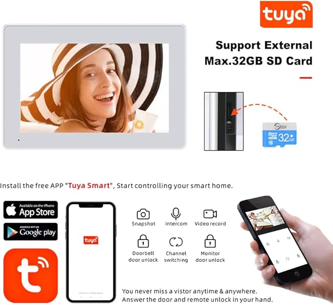 Tuya Smart 5 Unit 7-inch IP Video Intercom Phone for Apartment Building Security Home Access Control System Digital Keypad with IC Card