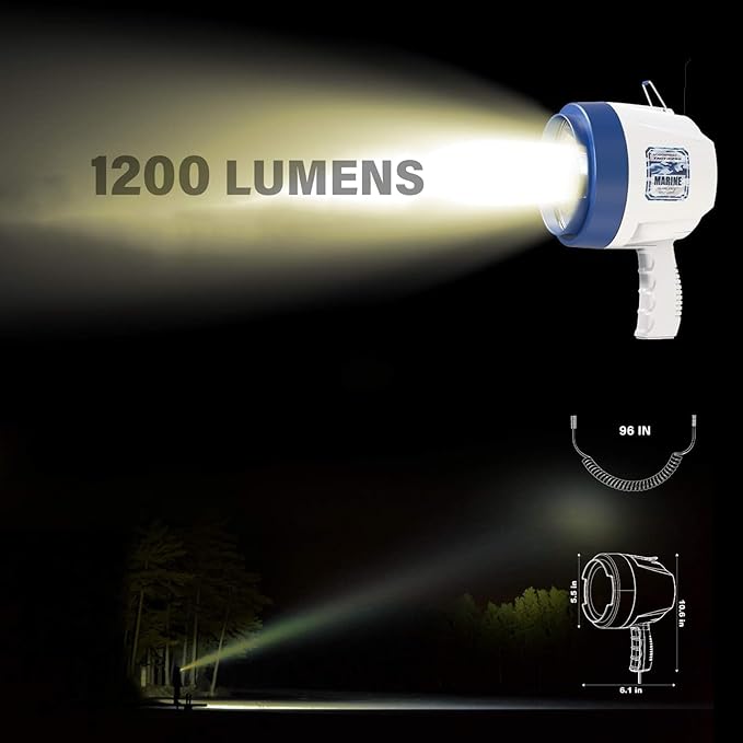 GOODSMANN Marine Spotlight Corded Handheld Corded Spot Lights for Boats 12 Volt DC Glare-Free Halogen Spotlight 9924-H202-01